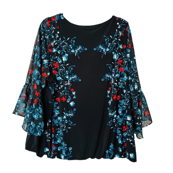 Alfani Floral Printed Bell-Sleeve Bubble-Hem Top Size 3X - Picture 5 of 5